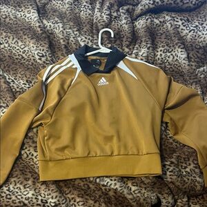 Adidas Gold Hoodie with Black and White Accents